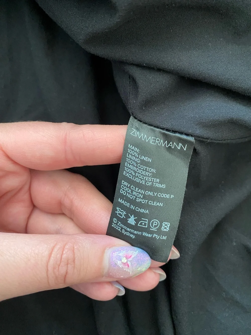 Zimmermann Petite Jude Scallop Midi Dress Black Linen Lace Up Back Vacation 0P - Picture 14 of 16